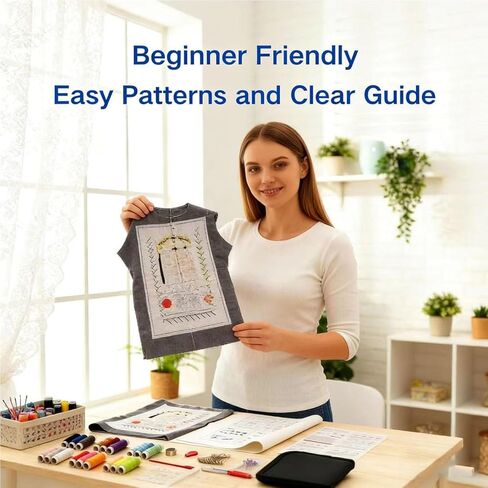 Lmtzwyw 2026 New DIY Embroidery Stitch Collection, All-in-One 106 Patterns & Complete Toolkit with Thread, Portable Embroidery Learning Book, Perfect for Beginners and Enthusiast in Saudi Arabia