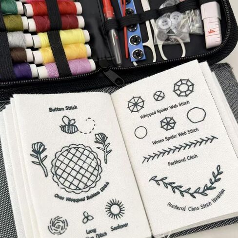 Lmtzwyw 2026 New DIY Embroidery Stitch Collection, All-in-One 106 Patterns & Complete Toolkit with Thread, Portable Embroidery Learning Book, Perfect for Beginners and Enthusiast in Saudi Arabia