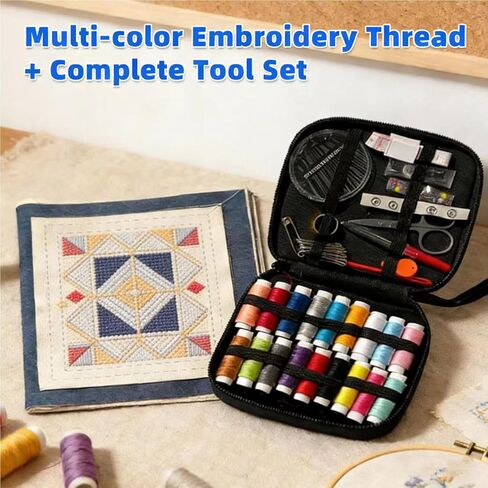 Lmtzwyw 2026 New DIY Embroidery Stitch Collection, All-in-One 106 Patterns & Complete Toolkit with Thread, Portable Embroidery Learning Book, Perfect for Beginners and Enthusiast in Saudi Arabia