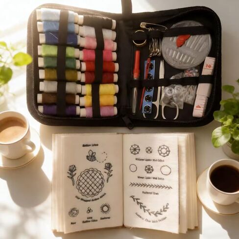 Lmtzwyw 2026 New DIY Embroidery Stitch Collection, All-in-One 106 Patterns & Complete Toolkit with Thread, Portable Embroidery Learning Book, Perfect for Beginners and Enthusiast in Saudi Arabia