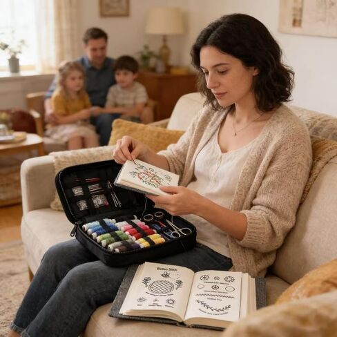 Lmtzwyw 2026 New DIY Embroidery Stitch Collection, All-in-One 106 Patterns & Complete Toolkit with Thread, Portable Embroidery Learning Book, Perfect for Beginners and Enthusiast in Saudi Arabia