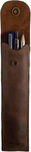 Hide & Drink, Vertical Marker Case for Men and Women, Pen and Pencil Pouch Handmade from Full Grain Leather, Artist Accessory, Bourbon Brown in Saudi Arabia