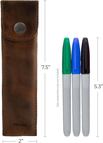 Hide & Drink, Vertical Marker Case for Men and Women, Pen and Pencil Pouch Handmade from Full Grain Leather, Artist Accessory, Bourbon Brown in Saudi Arabia