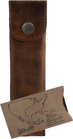 Hide & Drink, Vertical Marker Case for Men and Women, Pen and Pencil Pouch Handmade from Full Grain Leather, Artist Accessory, Bourbon Brown in Saudi Arabia
