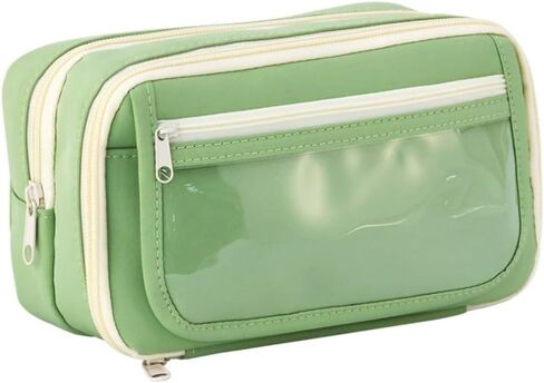 Storage Bag Multifunctional Cosmetics Bag Portable Cartoon Pencil Case Friend Gift With Front Pocket Panda(Green) in Saudi Arabia