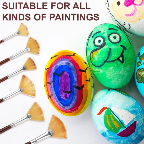 فرش طلاء المروحة، فرشاة رسم الفنان، فرشاة مروحة احترافية للرسم، فرش شعر نايلون ناعمة مضادة للتساقط، فرش طلاء بمقبض خشبي للأكريليك، والألوان المائية، والزيت، والدهانات الحرفية 18 قطعة in Saudi Arabia