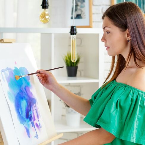 فرش طلاء المروحة، فرشاة رسم الفنان، فرشاة مروحة احترافية للرسم، فرش شعر نايلون ناعمة مضادة للتساقط، فرش طلاء بمقبض خشبي للأكريليك، والألوان المائية، والزيت، والدهانات الحرفية 18 قطعة in Saudi Arabia