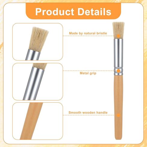 45 Pieces Wooden Stencil Brushes Bulk, Natural Bristle Brushes, Wooden Handle Painting Brush for for Wood Wall Model House Paintings, DIY and Acrylic Oil Watercolor Painting in Saudi Arabia