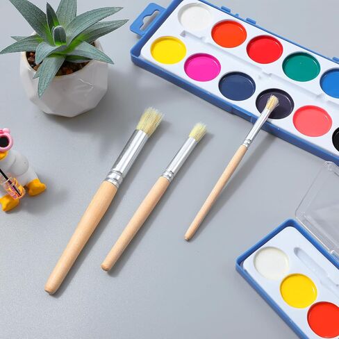 45 Pieces Wooden Stencil Brushes Bulk, Natural Bristle Brushes, Wooden Handle Painting Brush for for Wood Wall Model House Paintings, DIY and Acrylic Oil Watercolor Painting in Saudi Arabia