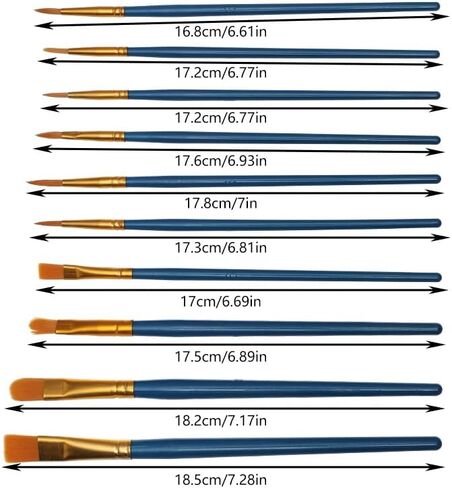 10 Pcs Paint Brushes Set, Nylon Hair Watercolor Brushes Artist Paintbrushes Multi-Surface Use for Canvas Rocks Body Nails Glass Fabric Detailing (Blue) in Saudi Arabia