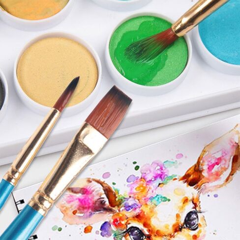 10 Pcs Paint Brushes Set, Nylon Hair Watercolor Brushes Artist Paintbrushes Multi-Surface Use for Canvas Rocks Body Nails Glass Fabric Detailing (Blue) in Saudi Arabia