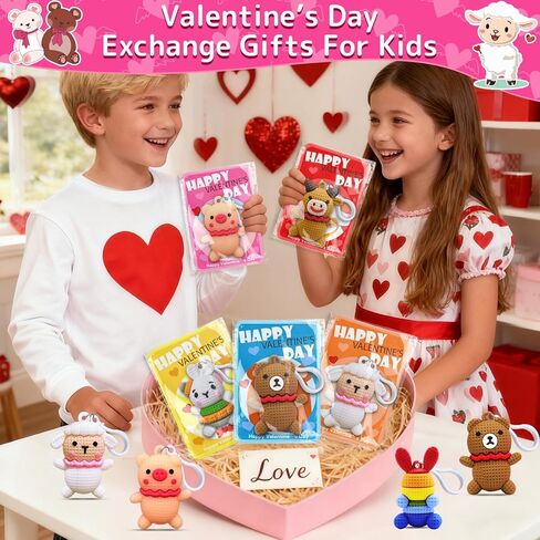28 Pack Prefilled Valentines Day Gifts for Kids, 7 Styles Animal Keychains Toys with Valentines Day Card for Kids Teens Adults School Classroom Exchange Gift, Party Favors Supplies,Classroom Prizes in Saudi Arabia
