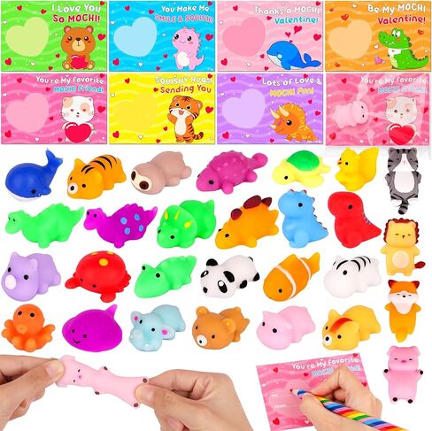 28 Pack Valentines Day Gifts for Kids Classroom, Valentines Cards with Valentines Sticky Man Toys School Exchange Gifts Heart Sticky Wall Climbing Men Stress Relief Toys Valentines Party Favors Prizes in Saudi Arabia