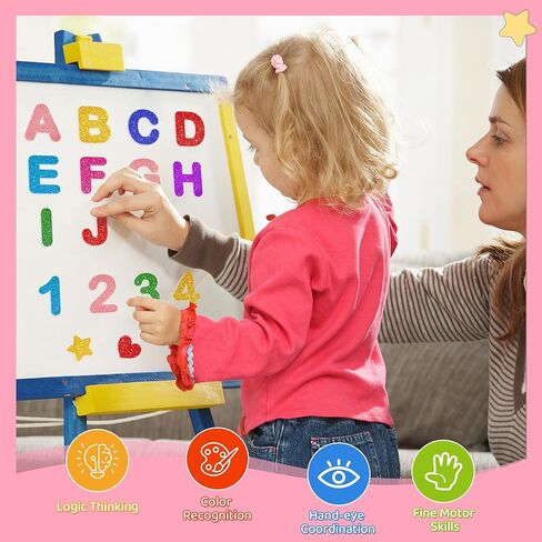 616 قطعة من ملصقات الحروف، ملصقات إسفنجية لامعة، رقم أبجدي 1 بوصة، ملصق حروف ABC على شكل قلب نجمة إسفنجية ذاتية اللصق للأطفال DIY أعمال فنية يدوية، مستلزمات سجل القصاصات، مشروع المدرسة، ديكور الفصل الدراسي، 8 ألوان in Kuwait