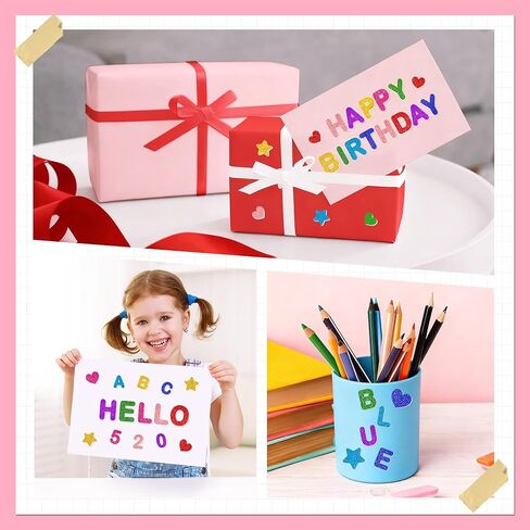 616 قطعة من ملصقات الحروف، ملصقات إسفنجية لامعة، رقم أبجدي 1 بوصة، ملصق حروف ABC على شكل قلب نجمة إسفنجية ذاتية اللصق للأطفال DIY أعمال فنية يدوية، مستلزمات سجل القصاصات، مشروع المدرسة، ديكور الفصل الدراسي، 8 ألوان in Kuwait