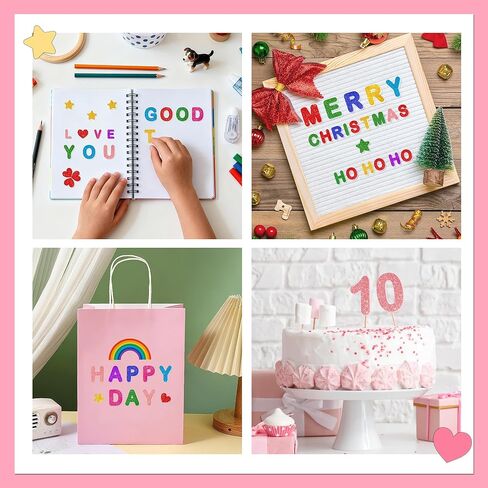 616 قطعة من ملصقات الحروف، ملصقات إسفنجية لامعة، رقم أبجدي 1 بوصة، ملصق حروف ABC على شكل قلب نجمة إسفنجية ذاتية اللصق للأطفال DIY أعمال فنية يدوية، مستلزمات سجل القصاصات، مشروع المدرسة، ديكور الفصل الدراسي، 8 ألوان in Kuwait