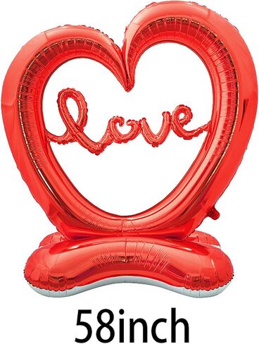 Soochat Giant Heart Balloon Valentine’s Day Heart Balloons Love Foil Balloon Anniversary Wedding Valentines Day Birthday Party Decoration Photo Props in Saudi Arabia