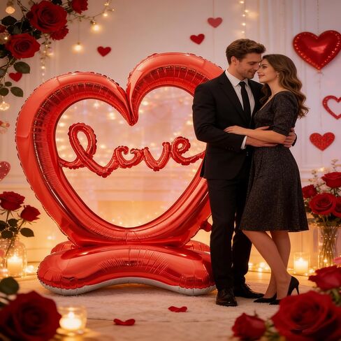 Soochat Giant Heart Balloon Valentine’s Day Heart Balloons Love Foil Balloon Anniversary Wedding Valentines Day Birthday Party Decoration Photo Props in Saudi Arabia