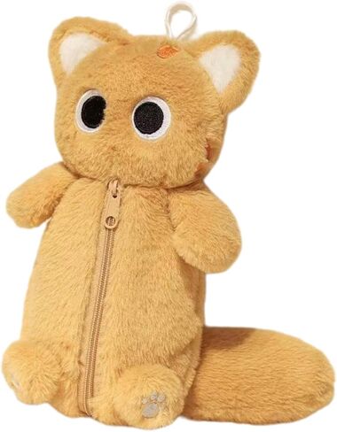 ZQW Cute Kawaii Y2K Plush Furry Cat Kitten Pencil Case Pouch Makeup Bag - Plush Doll Organizer for Cosmetics and Accessories (White) in Saudi Arabia