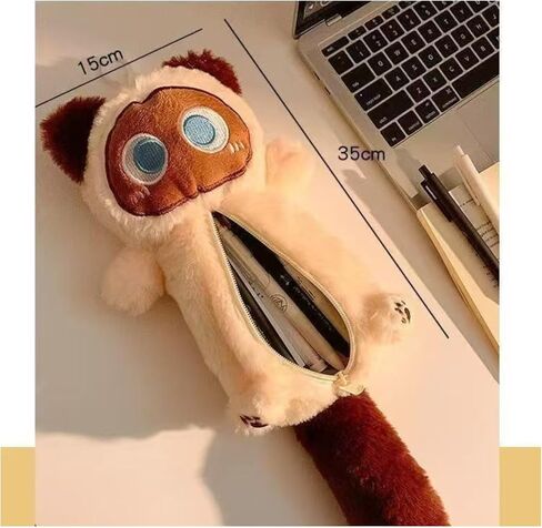 ZQW Cute Kawaii Y2K Plush Furry Cat Kitten Pencil Case Pouch Makeup Bag - Plush Doll Organizer for Cosmetics and Accessories (White) in Saudi Arabia
