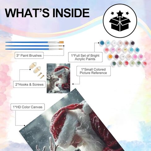 6 Pack Christmas Paint by Numbers Kit for Adults, Snowman Adult Paint by Number Kits, Santa Claus Paint by Numbers for Adults, Cardinal Acrylic Painting on Canvas for Home Wall Art Decor 16x12 Inch in Kuwait