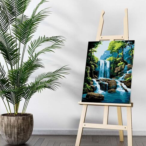 Auremi Waterfall Paint by Number Kits for Adults,Landscape Paint by Number on Canvas with Frame DIY Painting with Number Acrylic Oil Paint Kits for Home Decor 8x12 Inch in Saudi Arabia