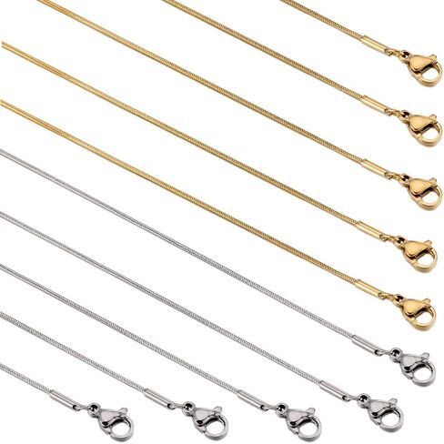 SUNNYCLUE 12 PACK 18 Inch/ 0.45m 1mm Silver Snake Chain Necklaces Bulk Stainless Steel Necklace Making Chain Metal Lobster Claw Clasps Cable Chains for Jewelry Making Supplies Women Adult Diy Craft in Saudi Arabia