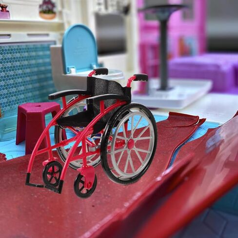 Garneck 1 Set of Simulation Wheelchair and Miniature Crutch Model Doll House Folding Wheelchair Playset Mini House Decor Collectible in Saudi Arabia