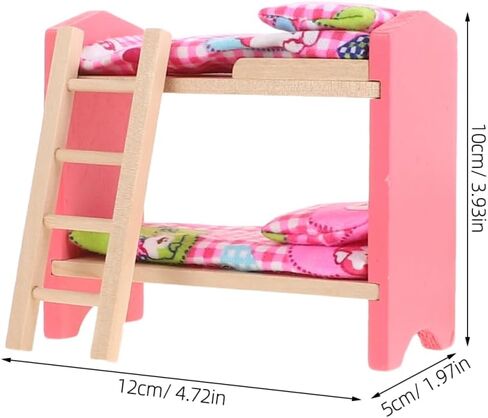 Garneck 1 12 Scale Wood Dollhouse Miniature Bunk Bed Furniture Set with Rocking Horse Crib Chair for Dolls Bedroom Accessories and Playhouse Decoration in Saudi Arabia