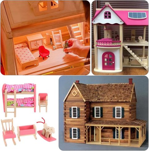 Garneck 1 12 Scale Wood Dollhouse Miniature Bunk Bed Furniture Set with Rocking Horse Crib Chair for Dolls Bedroom Accessories and Playhouse Decoration in Saudi Arabia