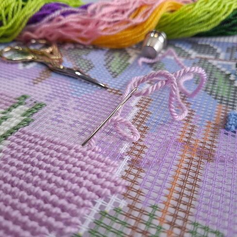 Brvsk Artistic Stamped Cross-Stitch Kit for Adults and Beginners — Riverbank View by Henri Matisse 16″ × 16″ with Clear, Precise Printed Design on Cotton Canvas; Includes Needles and Yarn in Saudi Arabia