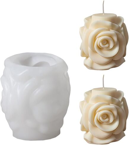 Rose Pillar Candle Silicone Mold 3D Flower Column Mold for DIY Candle Making Soap Making Resin Casting Valentines Day Mothers Day Wedding Decor Craft Gifts for Home Crafters (3.07 * 3.19) in Saudi Arabia