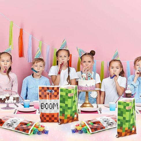 ADARRO 40PCS Pixel Video Game Party Favor Bags, Green and Red Boom Design Party Goodies Candy Snack Treat Bags for Birthday Party Supplies in Saudi Arabia