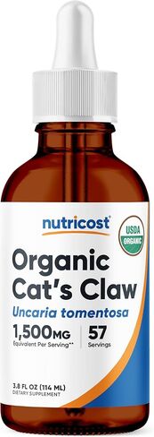 قطرات سائل مخلب القطط العضوية من Nutricost (ما يعادل 1500 مجم) 3.8 أونصة سائلة - Uncaria Tomentosa، عضوي من وزارة الزراعة الأمريكية، صديق للنباتيين، خالي من الكائنات المعدلة وراثيًا، خالي من الغلوتين، 57 حصة in Kuwait