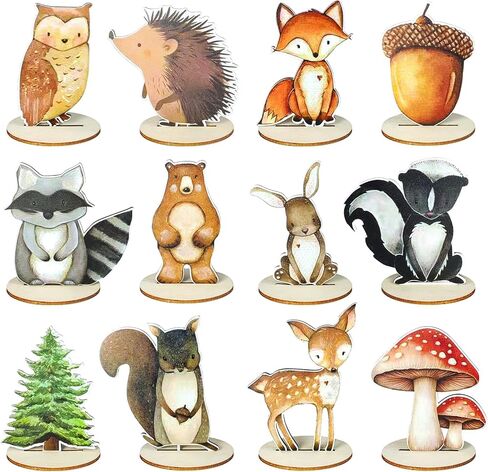 12 قطعة من ديكورات حيوانات الغابة، حمام الطفل بطابع الغابة وطاولات أعياد ميلاد الأطفال، ديكور حضانة الغابات الريفية للمنزل والمكتب والمزرعة in Kuwait