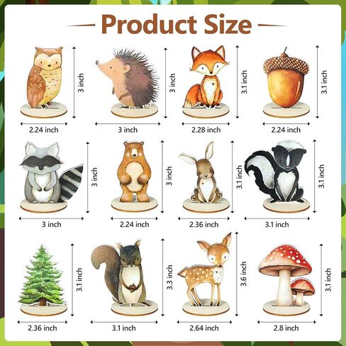 12 قطعة من ديكورات حيوانات الغابة، حمام الطفل بطابع الغابة وطاولات أعياد ميلاد الأطفال، ديكور حضانة الغابات الريفية للمنزل والمكتب والمزرعة in Kuwait