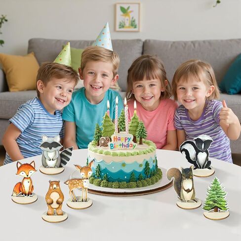 12 قطعة من ديكورات حيوانات الغابة، حمام الطفل بطابع الغابة وطاولات أعياد ميلاد الأطفال، ديكور حضانة الغابات الريفية للمنزل والمكتب والمزرعة in Kuwait