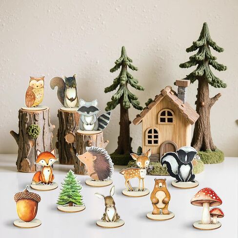 12 قطعة من ديكورات حيوانات الغابة، حمام الطفل بطابع الغابة وطاولات أعياد ميلاد الأطفال، ديكور حضانة الغابات الريفية للمنزل والمكتب والمزرعة in Kuwait