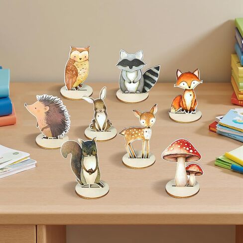 12 قطعة من ديكورات حيوانات الغابة، حمام الطفل بطابع الغابة وطاولات أعياد ميلاد الأطفال، ديكور حضانة الغابات الريفية للمنزل والمكتب والمزرعة in Kuwait