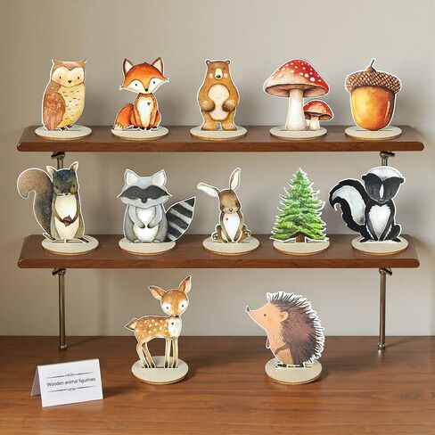 12 قطعة من ديكورات حيوانات الغابة، حمام الطفل بطابع الغابة وطاولات أعياد ميلاد الأطفال، ديكور حضانة الغابات الريفية للمنزل والمكتب والمزرعة in Kuwait