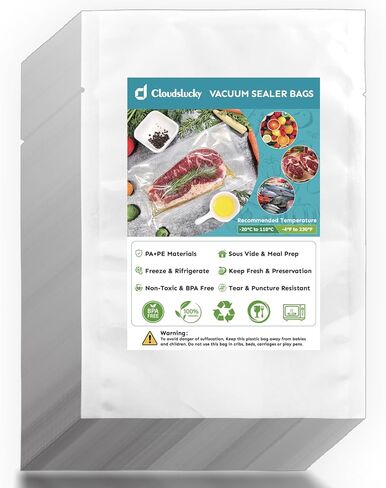 Chamber Vacuum Sealer Bags,8"x10" 200 Pcs Pre-cut Chamber Machine Pouches,Heavy Duty Chamber Vacuum Bags for Commercial Sealer,Food Storage,Meal Prep,Sous Vide,Meat Cheese Goods, BPA Free in Saudi Arabia