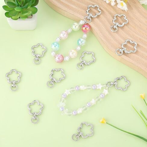 SUNNYCLUE 1 Box 24pcs Flower Keychain Clasp Lobster Claw Clasps Silver Alloy Metal Flowers Shaped Trigger Hook Split Keyrings Lanyard Clip Bulk for Christmas Halloween DIY Key Chains Supplies Crafts in Saudi Arabia