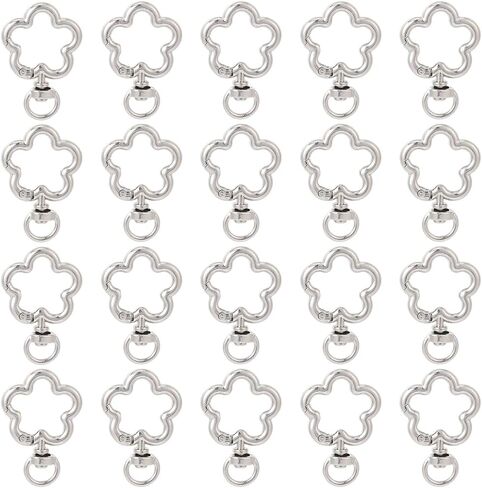 SUNNYCLUE 1 Box 24pcs Flower Keychain Clasp Lobster Claw Clasps Silver Alloy Metal Flowers Shaped Trigger Hook Split Keyrings Lanyard Clip Bulk for Christmas Halloween DIY Key Chains Supplies Crafts in Saudi Arabia