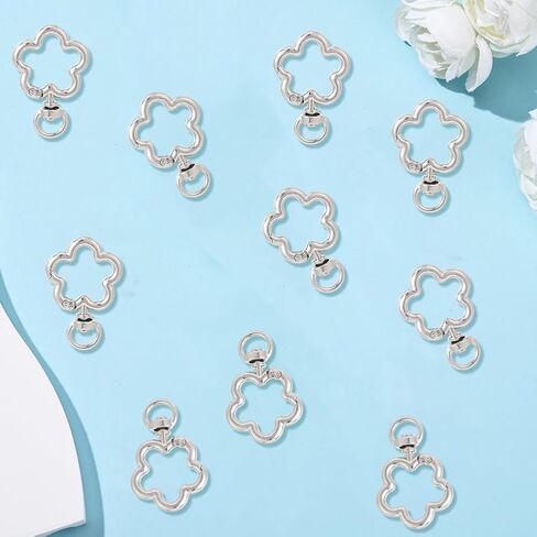 SUNNYCLUE 1 Box 24pcs Flower Keychain Clasp Lobster Claw Clasps Silver Alloy Metal Flowers Shaped Trigger Hook Split Keyrings Lanyard Clip Bulk for Christmas Halloween DIY Key Chains Supplies Crafts in Saudi Arabia