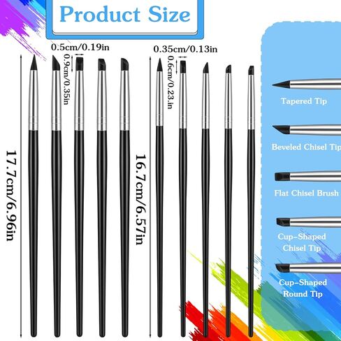 10PCS Silicone Brushes for Crafts, Durable Silicone Sculpting Tools,Flexible Clay Carving Tools,Smooth Surface Silicones Clay Sculpting Tool,for Pottery Artwork Shaping Carving DIY,Black in Saudi Arabia