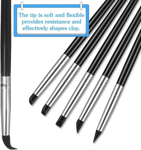 10PCS Silicone Brushes for Crafts, Durable Silicone Sculpting Tools,Flexible Clay Carving Tools,Smooth Surface Silicones Clay Sculpting Tool,for Pottery Artwork Shaping Carving DIY,Black in Saudi Arabia