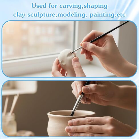 10PCS Silicone Brushes for Crafts, Durable Silicone Sculpting Tools,Flexible Clay Carving Tools,Smooth Surface Silicones Clay Sculpting Tool,for Pottery Artwork Shaping Carving DIY,Black in Saudi Arabia