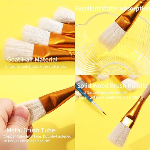 مجموعة فرش التذهيب، 10 قطع من فرشاة طلاء شعر الماعز بأوراق الذهب لطلاء الأكريليك وأوراق رقائق أوراق الذهب ذات الألوان المائية in Kuwait