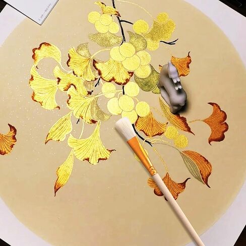 مجموعة فرش التذهيب، 10 قطع من فرشاة طلاء شعر الماعز بأوراق الذهب لطلاء الأكريليك وأوراق رقائق أوراق الذهب ذات الألوان المائية in Kuwait