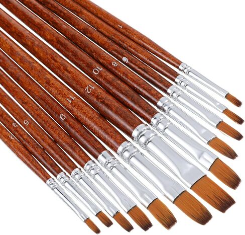 12PCS Artist Watercolor Paint Brushes, Flat Pointed Tip Artist Paint Brushes Flat Paints Brush Basic Set Different Sizes Detail Paints Brush for Watercolor, Acrylic, Gouache, Ink, Christmas in Saudi Arabia